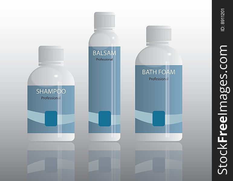 Bottles for shampoo, balsam and bathfoam