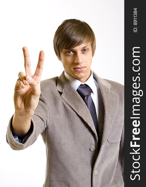 Businessman Victory Sign