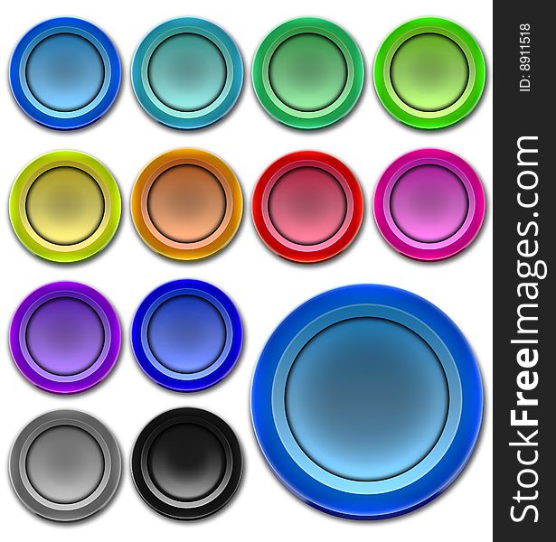 Round web buttons with diferent colors.