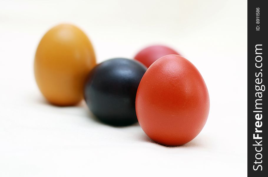 Easter eggs are painted on a white background. Easter eggs are painted on a white background