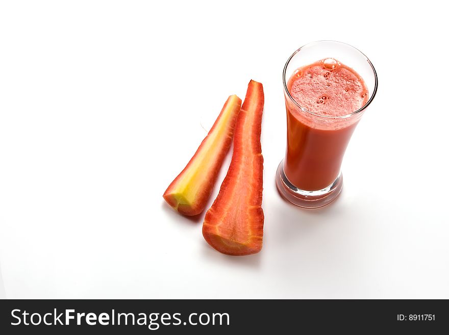 Fresh Carrot and carrot juice  isolated white background in nice glass. Fresh Carrot and carrot juice  isolated white background in nice glass