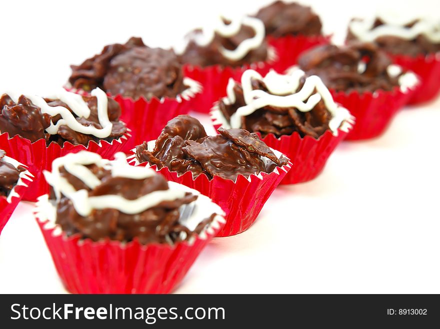 Closeup Black Chocolate Almond Cookies. Closeup Black Chocolate Almond Cookies