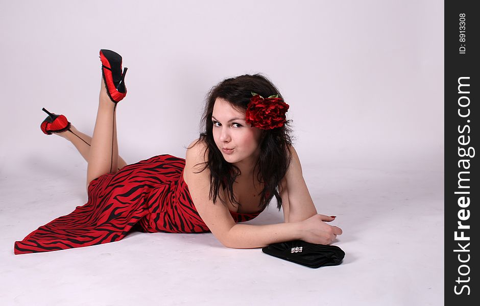 pinup girl posing in studio. pinup girl posing in studio