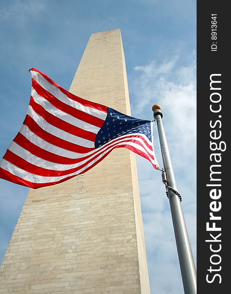 Old Glory and the Washington Monuement. Old Glory and the Washington Monuement