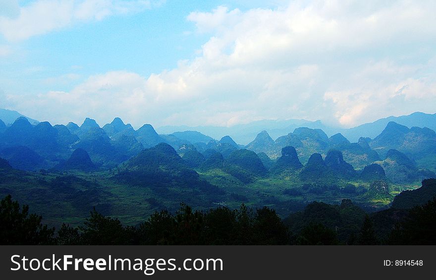 Mountains in Liannan, Guangdong, China