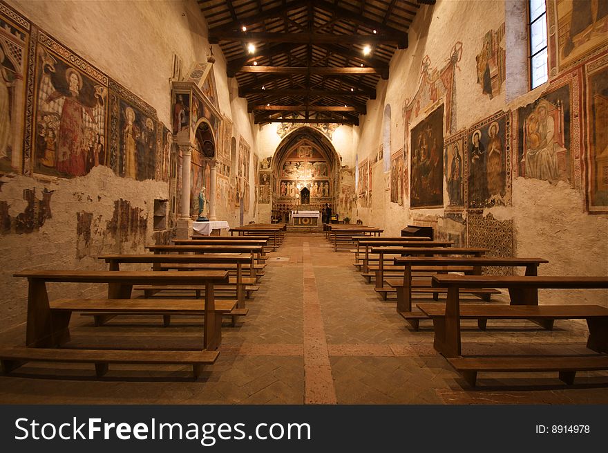 This is the indoor of christian church in umbria. This is the indoor of christian church in umbria