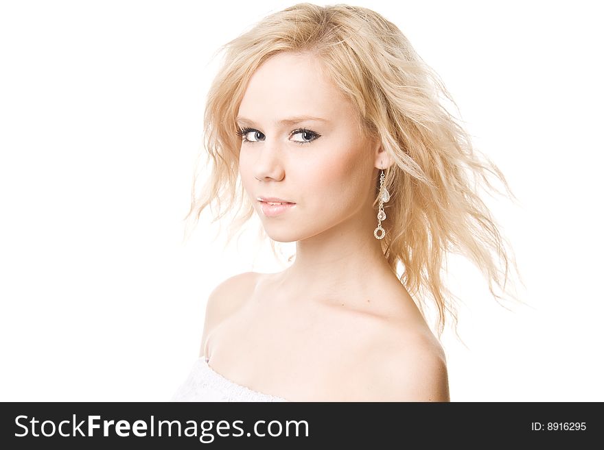 Lovely young blond isolated on white background