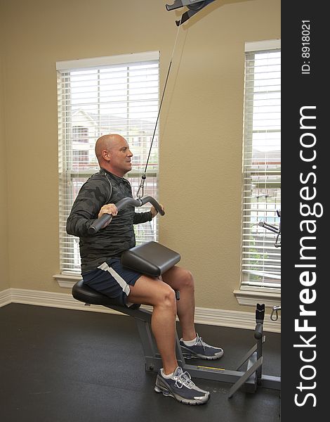 Solder exercising in gym, He suffered gun shot wounds in Iraq and is recovering. Solder exercising in gym, He suffered gun shot wounds in Iraq and is recovering