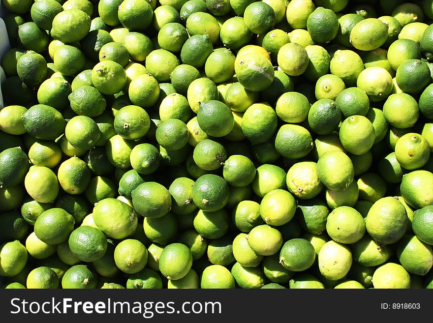 Delicious, green, market day limes. Delicious, green, market day limes