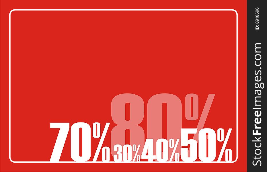 Horizontal composition from figures and percent. On a red background figures and percent are located. Over them a place for the text. Horizontal composition from figures and percent. On a red background figures and percent are located. Over them a place for the text.