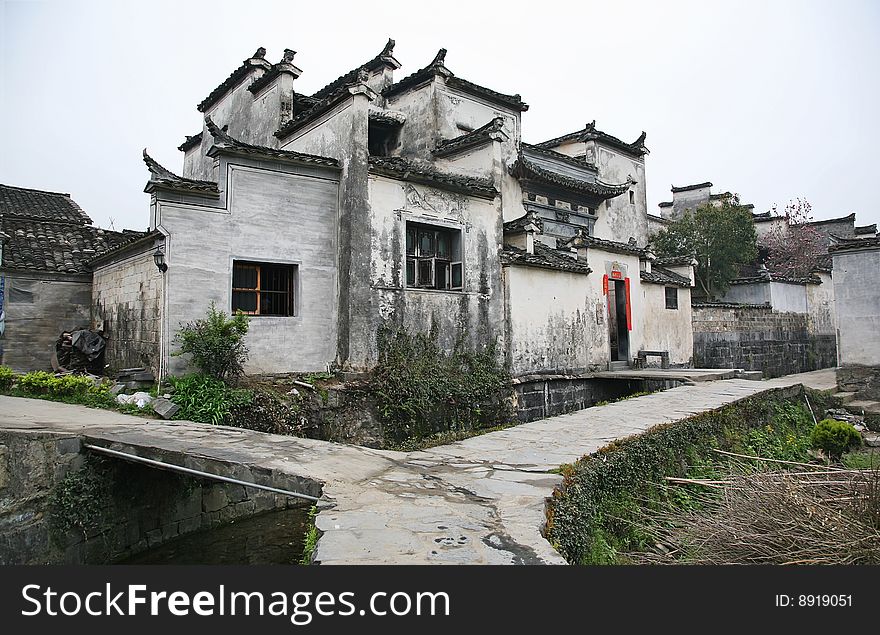 Stone bridge in village,anhui china