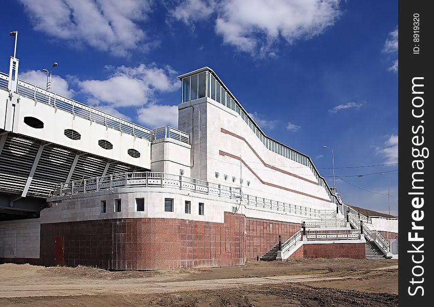 Fragment of new bridge across the river Irtish. Omsk. Russia.