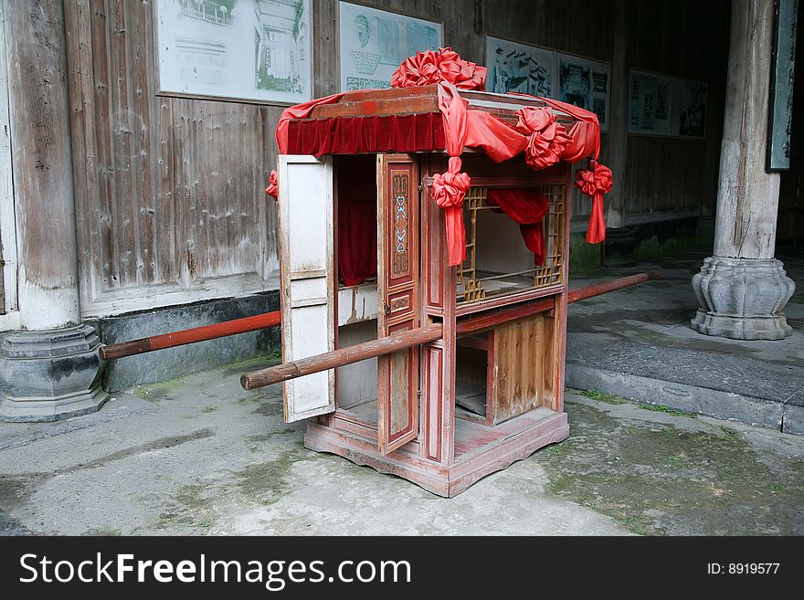 Chinese sedan chair in village of xidi,the village with many years history