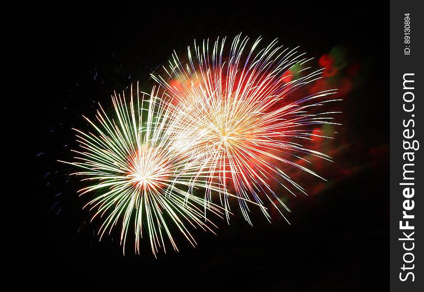 White Red and Green Fireworks