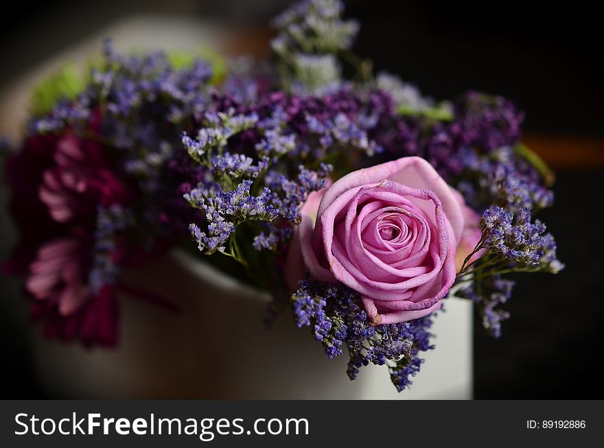 Pink Roses and Purple Lavander Boquet