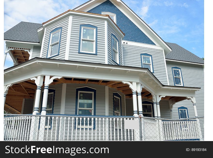 Blue And White 2 Story Hous E