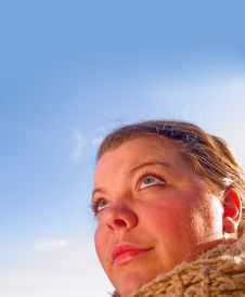 Beauty - Close Up Portrait Of A Woman Looking Up Stock Photos Beauty - Close Up Portrait Of A Woman Looking Up Stock Photos