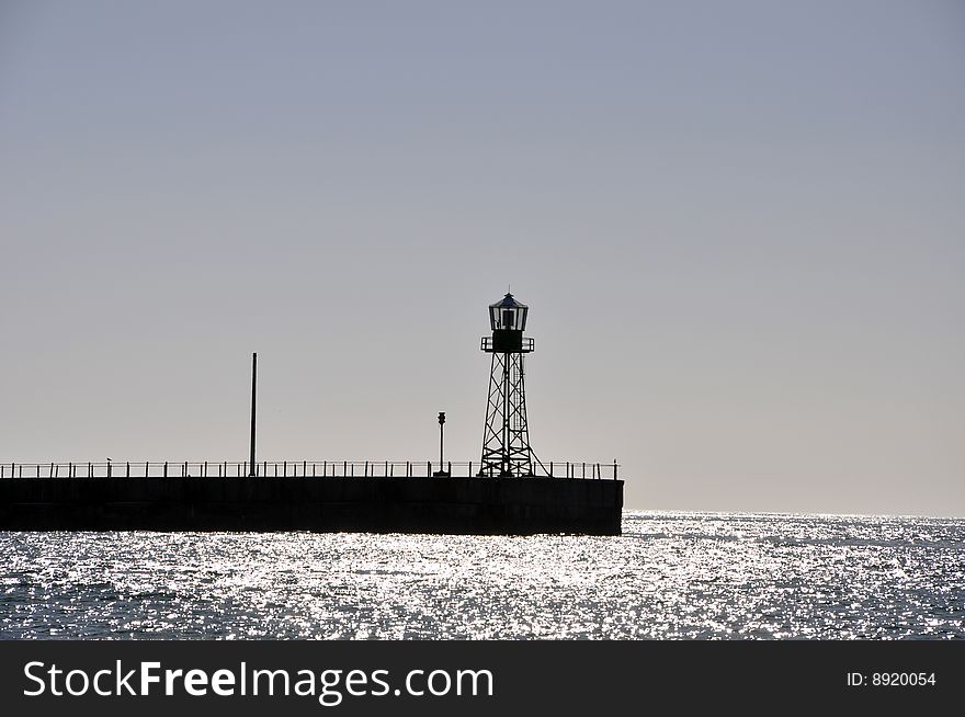 A lighthouse in Table bay, Cape Town, South Africa.