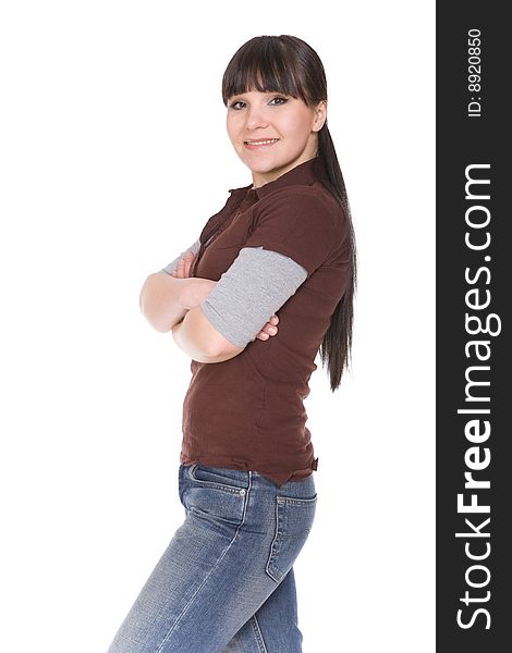 Casual woman over white background. Casual woman over white background