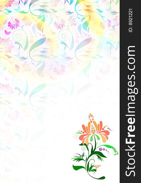 Floral background with iridescent broad patterns