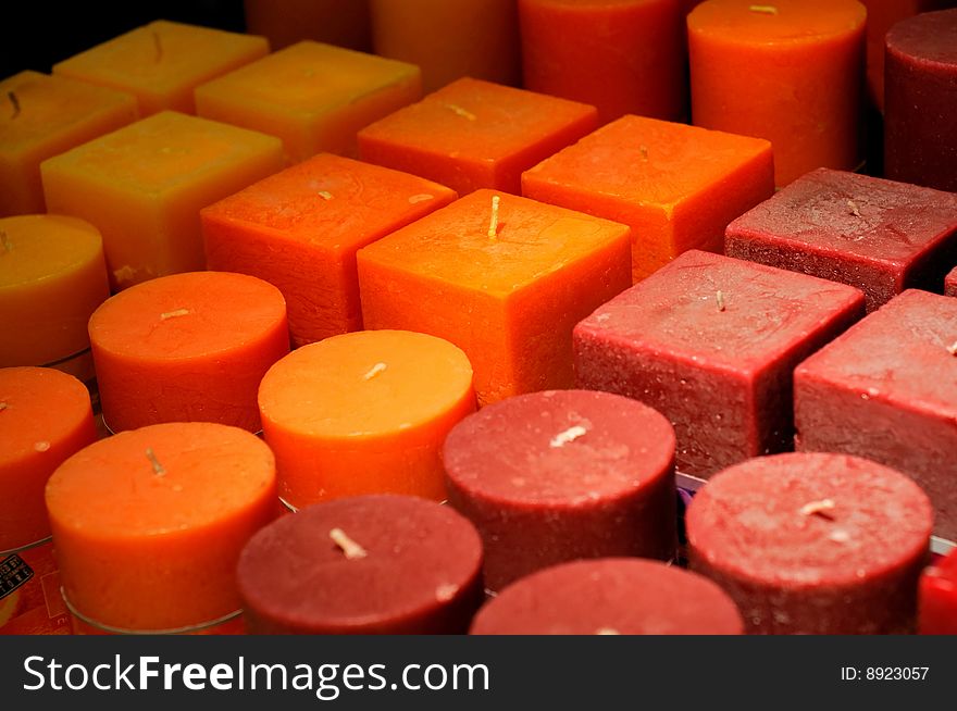 Blocks of vibrant scented candles