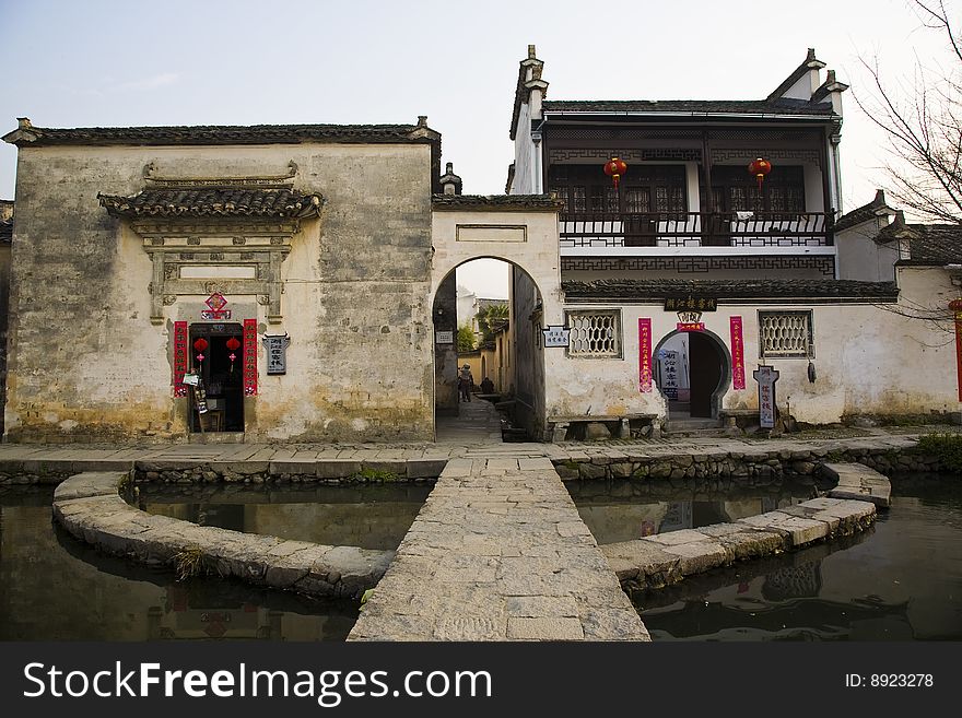 Stone bridge in village,anhui china