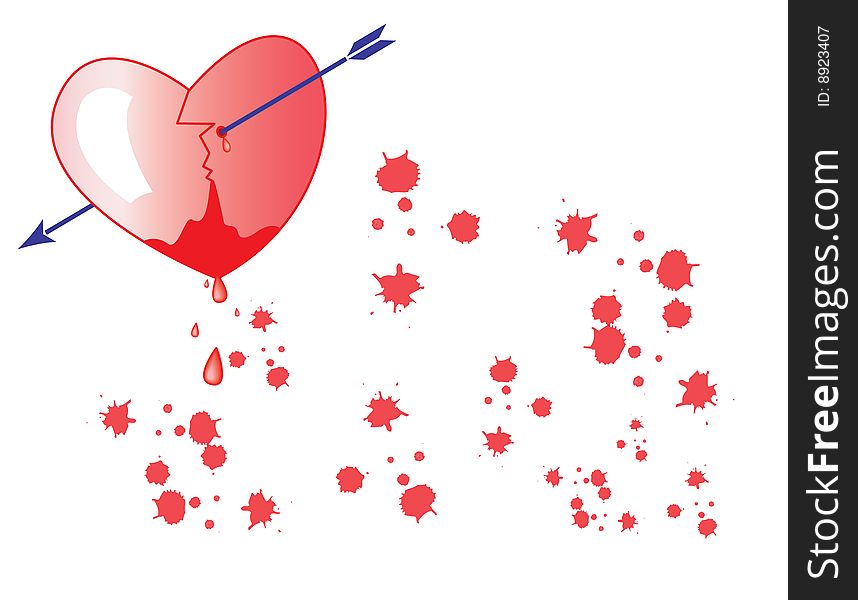 Bloody heart - vector illustration of broken heart