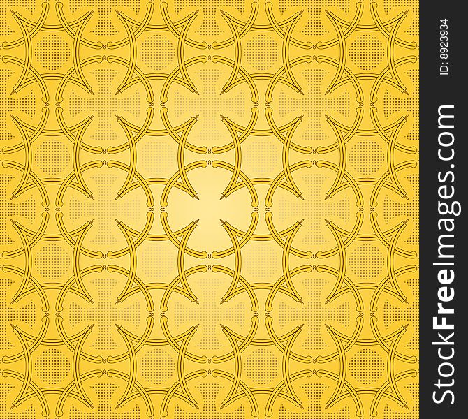 Complex gold seamless background. Vector. Without mesh.