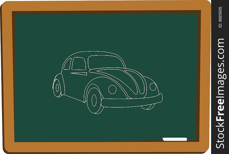 Vector illustration of blackboard whit car. Vector illustration of blackboard whit car