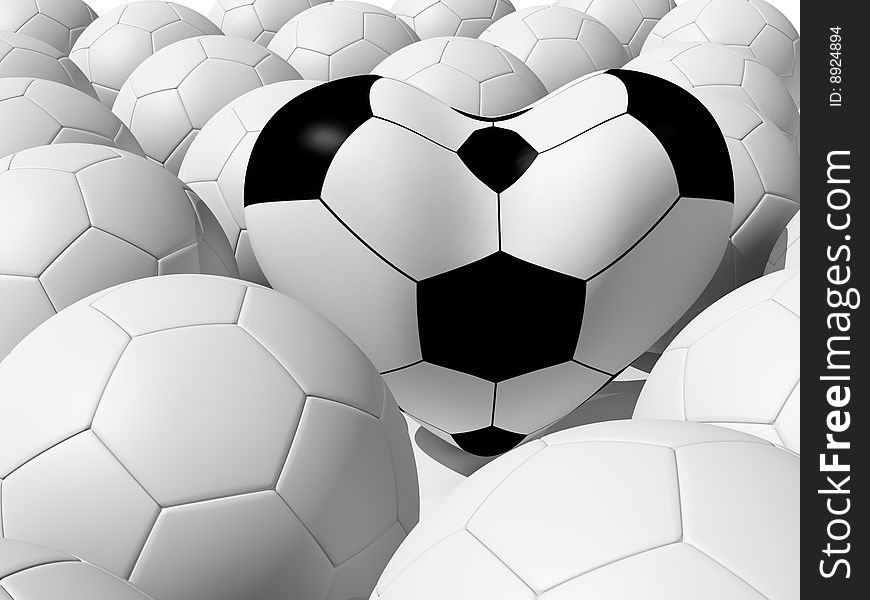 Soccer balls. 3D rendered illustration