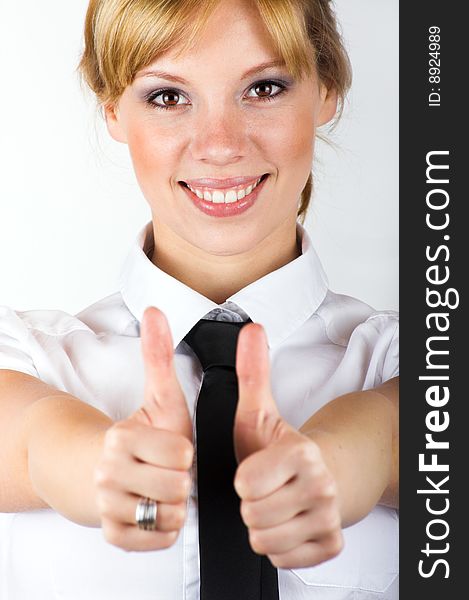Business Woman With Thumbs Up