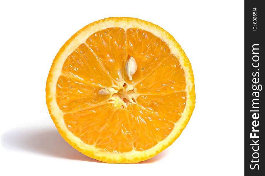 Slice of orange isolated on white background