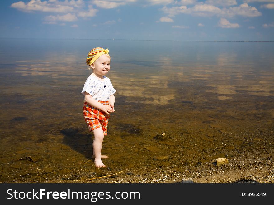 Happy child in water