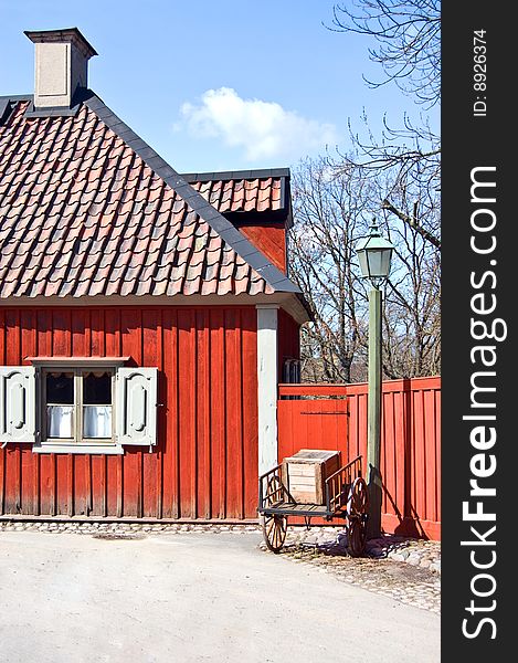 A scene of old swedish traditional house. A scene of old swedish traditional house