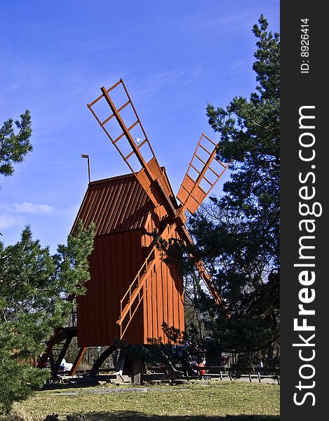A photo of old windmill in Skansen