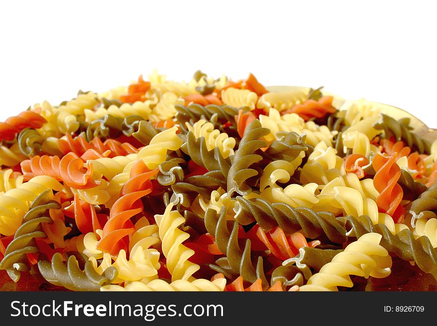 Green, yellow and orange pasta. Green, yellow and orange pasta