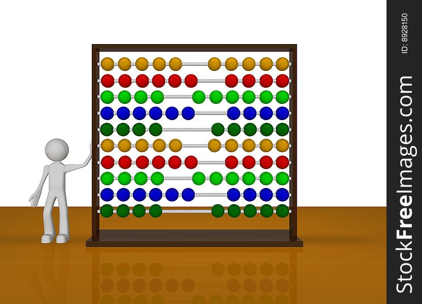 3d illustration in an abacus to do math