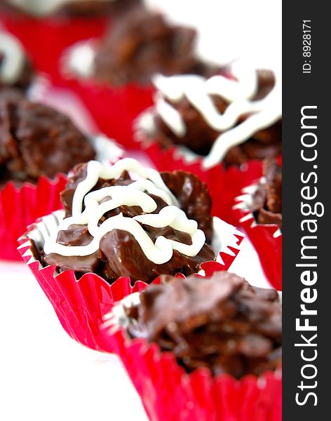 Closeup Black Chocolate Almond Cookies. Closeup Black Chocolate Almond Cookies