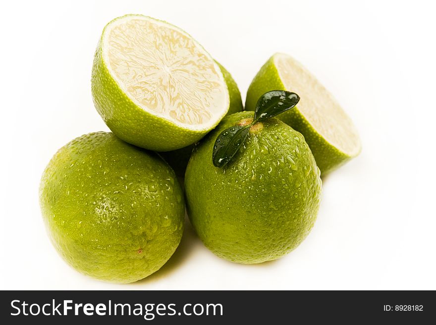 Fresh green lemons full of vitamins