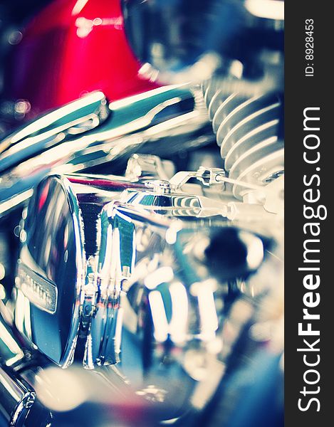 Classic View Of A Motorcycle Engine