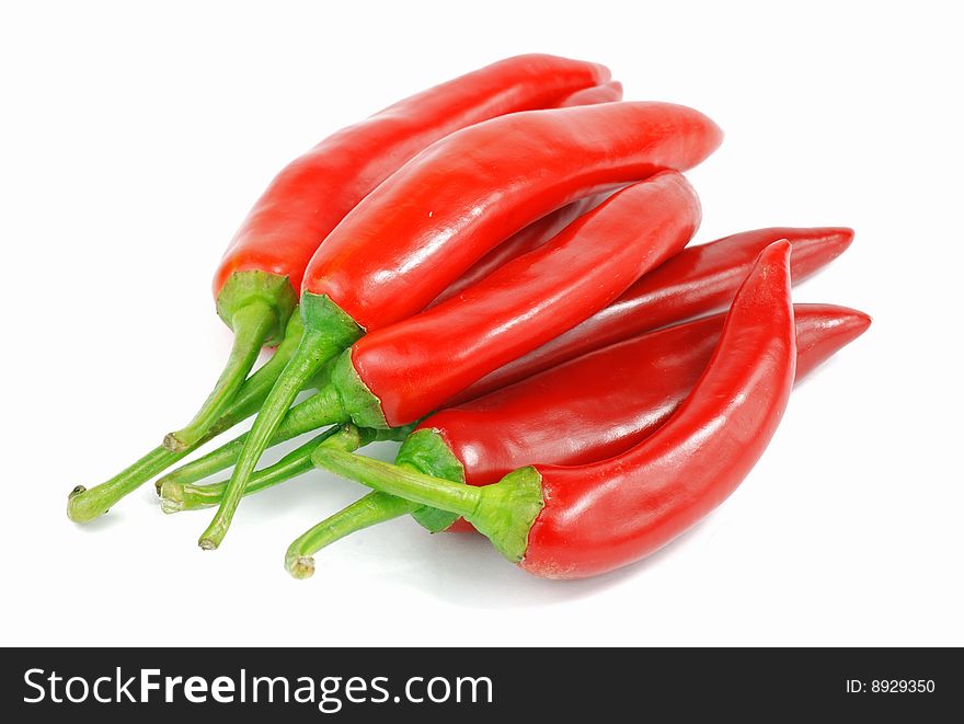 Pile of Chilies Isolated on white