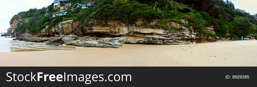 Panorama Of A Beach Landscape With Rocks