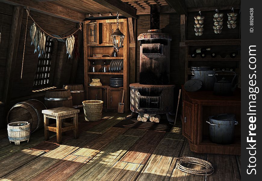 Kitchen on to ship in 18 century. Kitchen on to ship in 18 century