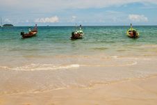Three Wooden Boats At The Sea Stock Photography Three Wooden Boats At The Sea Stock Photography