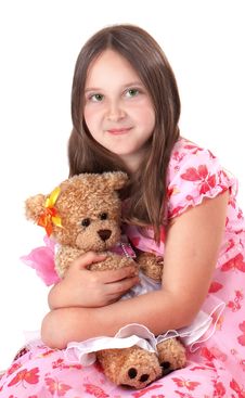 Girl With Her Teddy Royalty Free Stock Photography Girl With Her Teddy Royalty Free Stock Photography