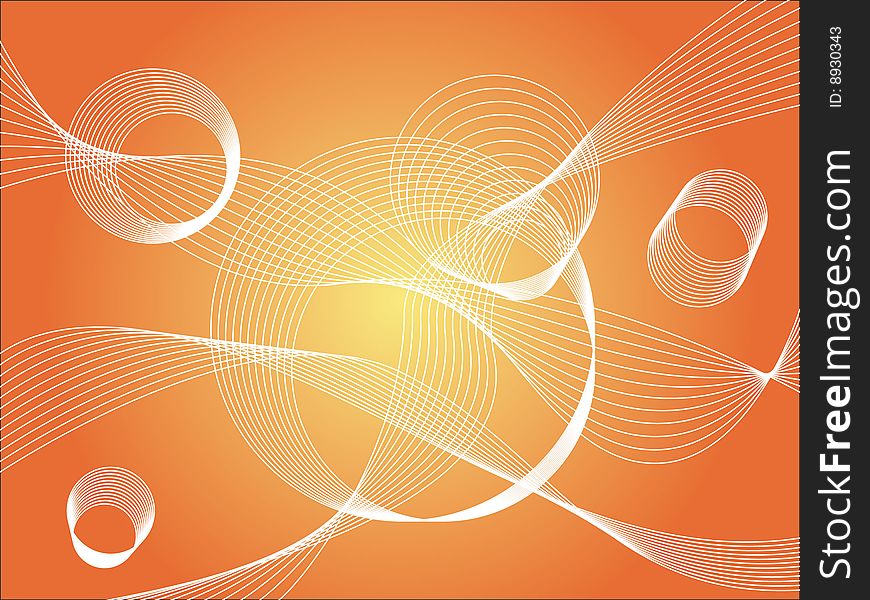 Crazy circles and lines orange background