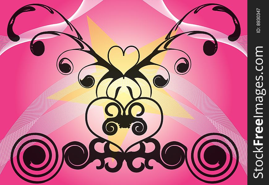 Pink Heart  Tribal Background