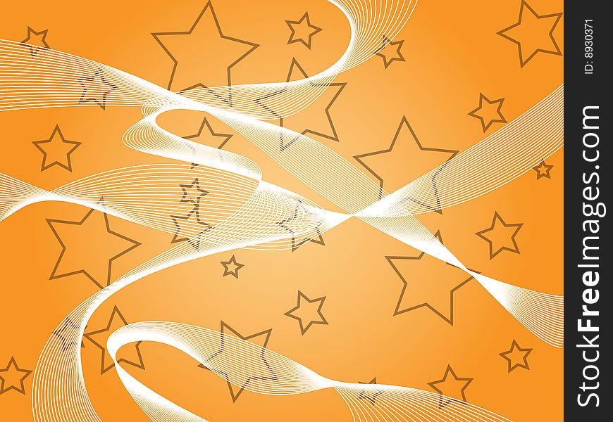 Vector stars and lines orange background