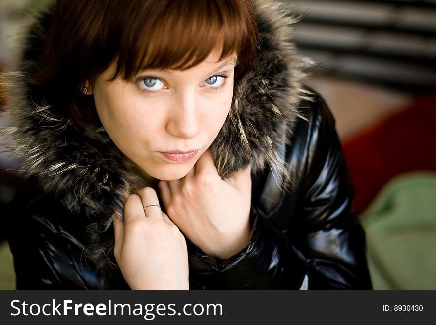 Beautiful stylish girl with fur