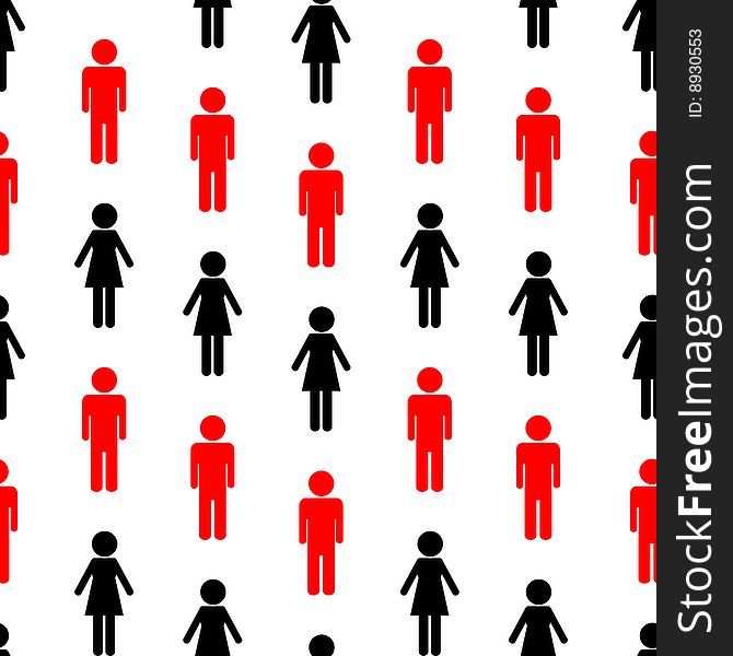 Vector seamless woman and man silhouettes. Vector seamless woman and man silhouettes